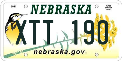 NE license plate XTT190
