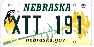 NE license plate XTT191