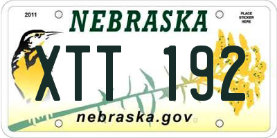 NE license plate XTT192