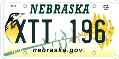 NE license plate XTT196