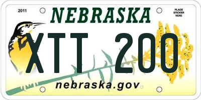 NE license plate XTT200