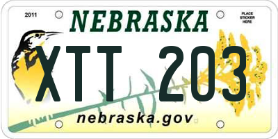 NE license plate XTT203