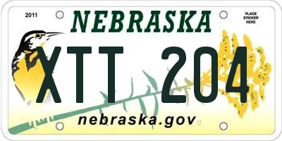 NE license plate XTT204