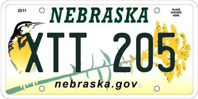 NE license plate XTT205