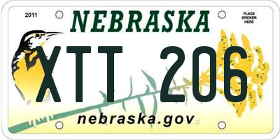 NE license plate XTT206