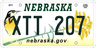 NE license plate XTT207