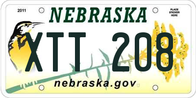 NE license plate XTT208