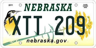 NE license plate XTT209