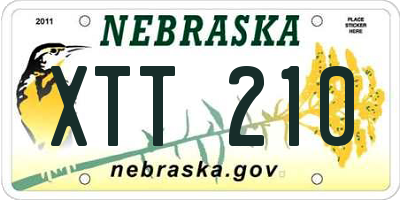 NE license plate XTT210