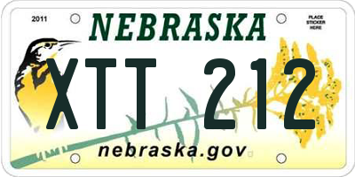 NE license plate XTT212