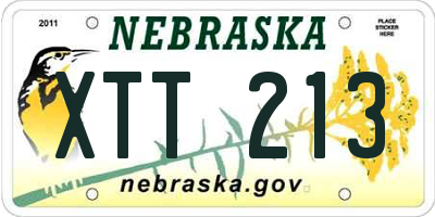 NE license plate XTT213