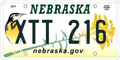 NE license plate XTT216