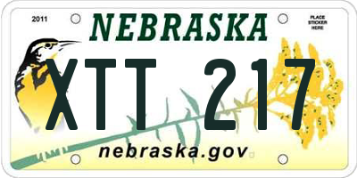 NE license plate XTT217
