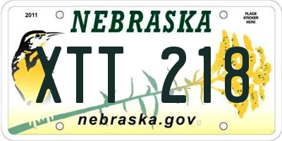 NE license plate XTT218