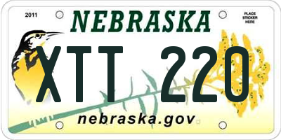 NE license plate XTT220