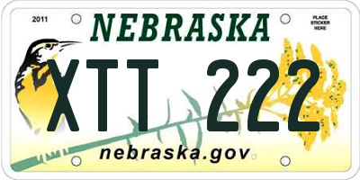 NE license plate XTT222