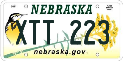 NE license plate XTT223