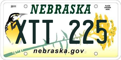 NE license plate XTT225