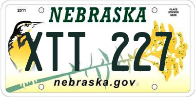 NE license plate XTT227