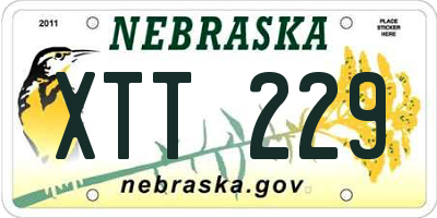 NE license plate XTT229