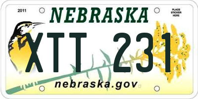 NE license plate XTT231