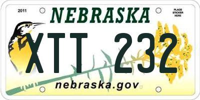 NE license plate XTT232