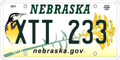 NE license plate XTT233