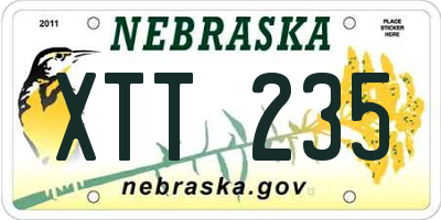 NE license plate XTT235