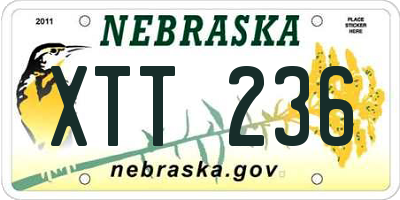 NE license plate XTT236