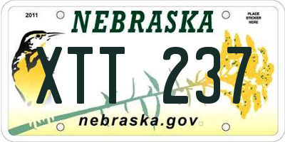 NE license plate XTT237