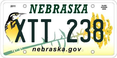 NE license plate XTT238