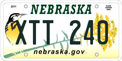 NE license plate XTT240