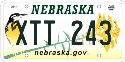 NE license plate XTT243