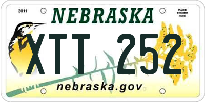 NE license plate XTT252