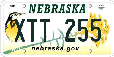 NE license plate XTT255