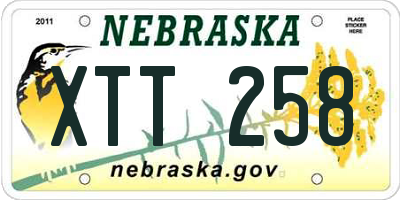 NE license plate XTT258