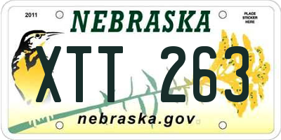 NE license plate XTT263