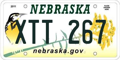 NE license plate XTT267