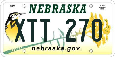 NE license plate XTT270