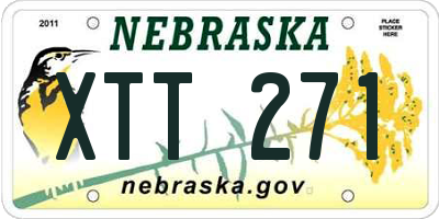 NE license plate XTT271