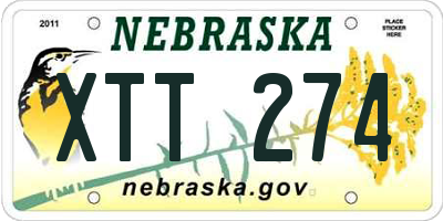 NE license plate XTT274