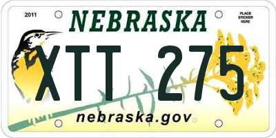 NE license plate XTT275