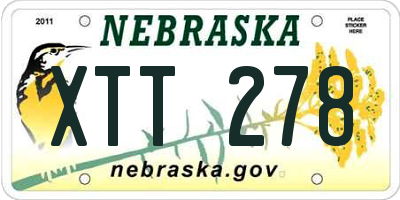 NE license plate XTT278