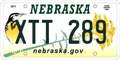 NE license plate XTT289