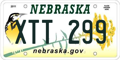 NE license plate XTT299