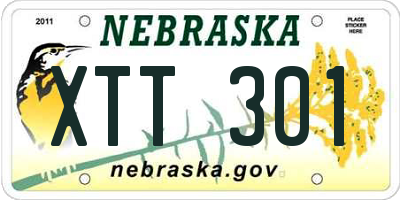 NE license plate XTT301