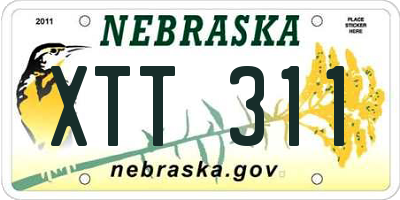 NE license plate XTT311