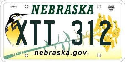 NE license plate XTT312