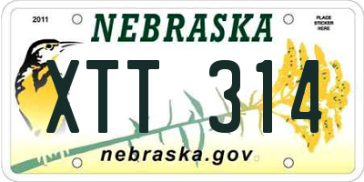 NE license plate XTT314