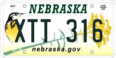 NE license plate XTT316